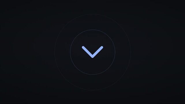 Animated down indicator arrow &mdash; pulsing outline ripple, scroll down pointer seamless loop, 4K