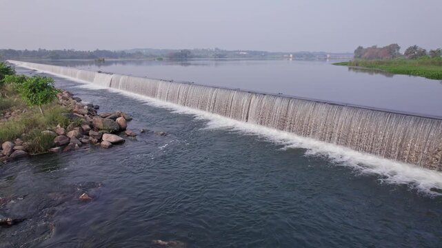 Cinematic drone video of kodibayi katte or chikka devaraya sagara dam near mysuru karnataka