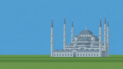 Obraz premium Blue Mosque of Istanbul with multiple minarets.