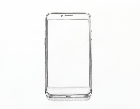 Modern Smartphone Pencil Sketch Illustration
