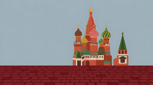 Colorful Saint Basils Cathedral vector illustration.