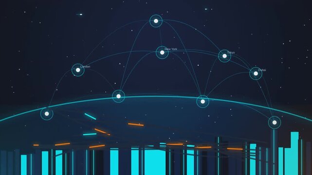 Blue led light tunnel with glowing orbs and geometric patterns, futuristic cyberpunk ambiance futuristic ambiance