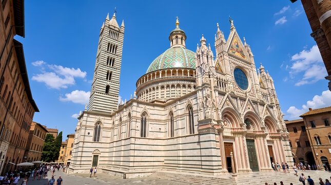 Grand cathedral architecture. Historic European landmark. Renaissance church exterior. Travel destination photography