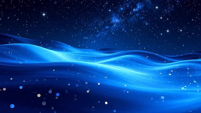 Blue cosmic wave with stars