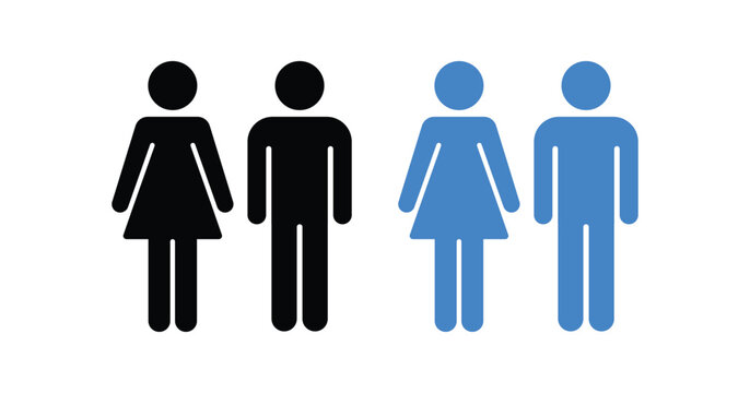 Male and Female Icon Set. Man Woman Gender Restroom Toilet Symbols