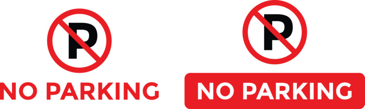 No Parking Icon Set. Forbidden Letter P Traffic Sign Prohibition Symbols