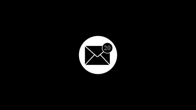 Minimalist email notification with unread message counter animation inbox