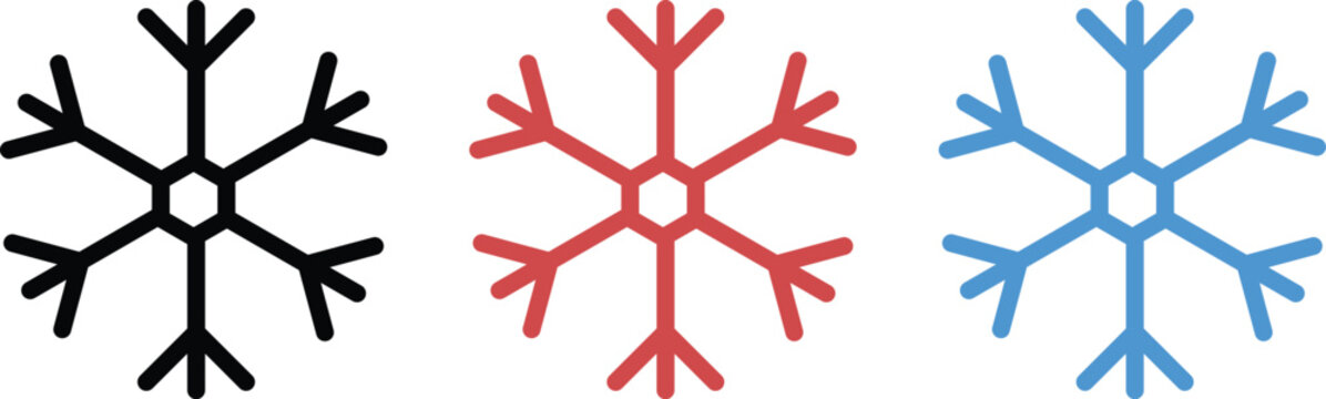 Snowflake Icon Set. Snow winter sign. Ice Frost Cold Winter and Freezing Air Conditioning Weather Symbols
