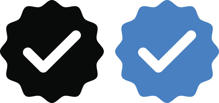 Verified Icon Set. Checkmark Starburst Badge. Approved sign. Certified Guarantee Symbols