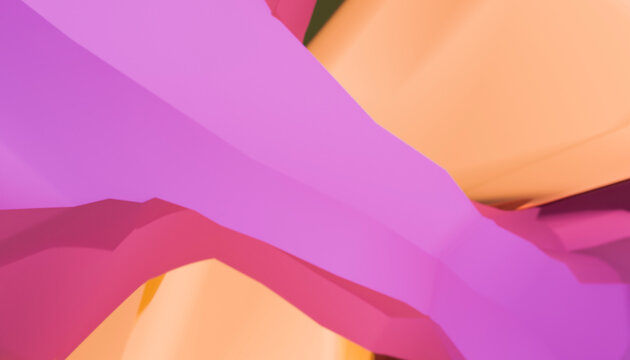 Colorful 3d rendering of abstract pink and orange geometric shapes