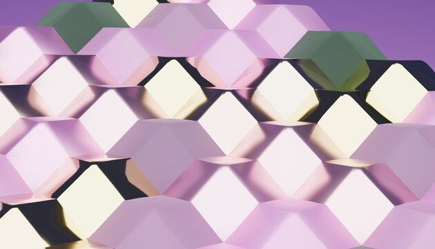 Digital 3d rendering of abstract glowing hexagonal geometric pattern