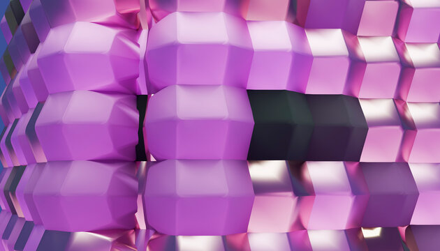 3d rendering of a geometric pattern with stylized pink and purple
