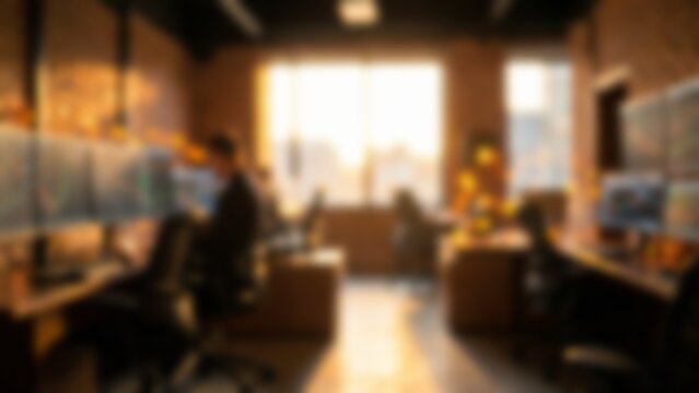 Blurred Modern Tech Office Interior for AI Startup Website Banner