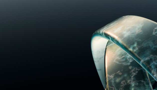 3d rendering of an abstract curved sculpture with marble texture