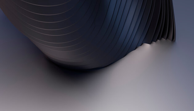 Abstract digital rendering of a dark curved layered shape on smooth