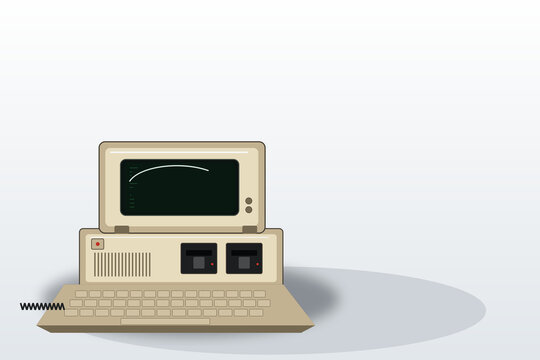 Vintage Personal Computer with Retro CRT Monitor on Modern Background