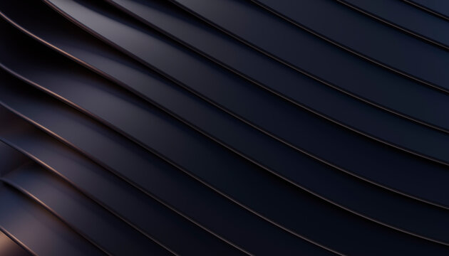 Dark abstract waves with smooth curved layers in a digital rendering