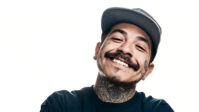 Young man smiling happy face