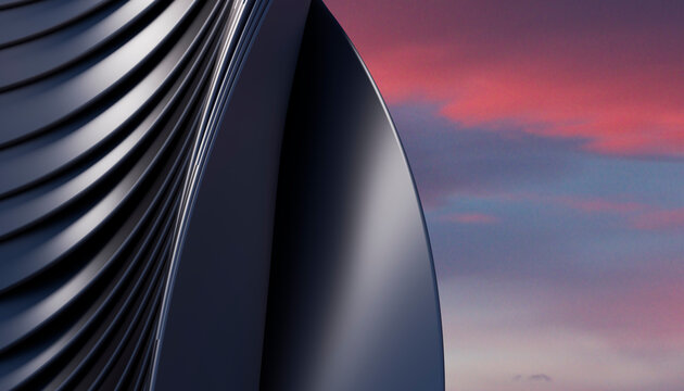 Curved modern metal sculpture with layered design