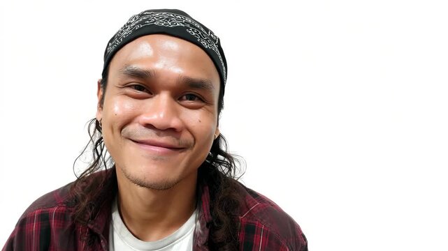 Young man smiling happy face