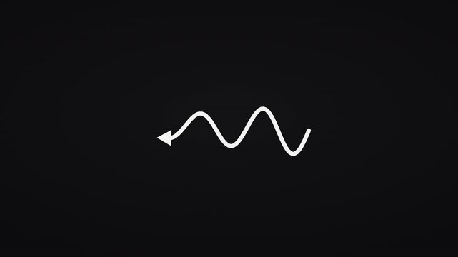 Hand drawn squiggle arrow &mdash; white chalk line, self drawing doodle pointer seamless loop, 4K