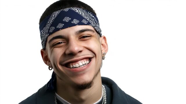 Young man smiling happy face