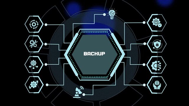 Data Backup concept featuring secure digital infrastructure, enterprise protection strategy, cloud storage resilience and intelligent disaster preparedness