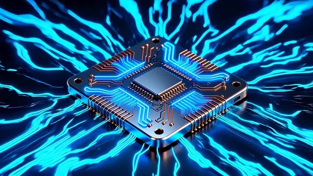 Microchip with glowing circuits