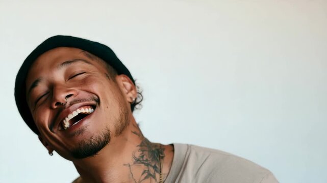 Young man smiling happy face