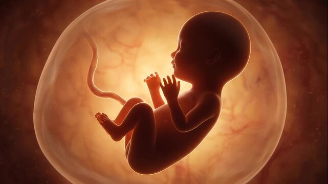 Human Fetus Developing Inside Womb During Pregnancy.
