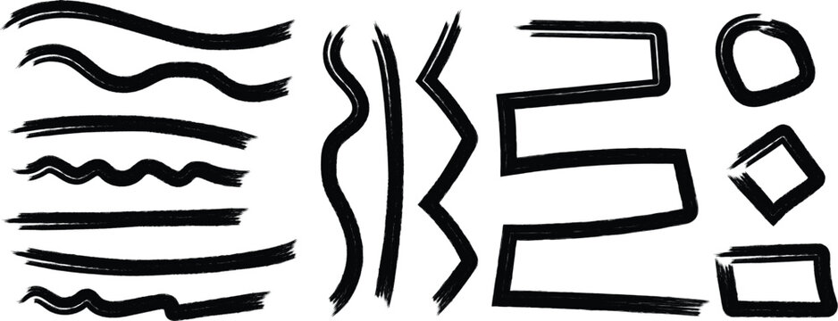 Hand drawn squiggly lines and shapes set