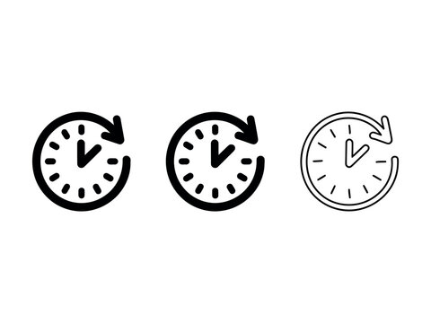 Clock history icon set with back arrow representing rewind or previous time
