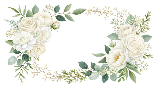 Elegant White Rose Wedding Frame