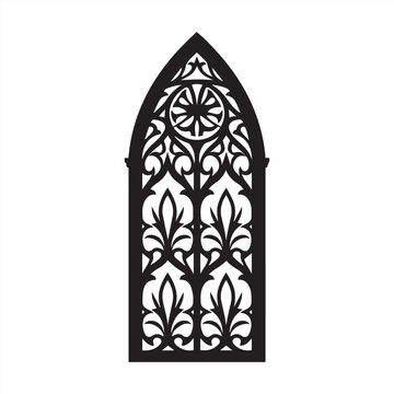 gothic cathedral window black vector frame