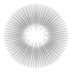 Fototapeta premium Radial burst silhouette on white background linear graphic element