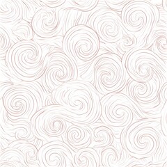 Obraz premium Seamless pattern, swirling water line art, pale rose lines on a white background, delicate and fluid wallpaper