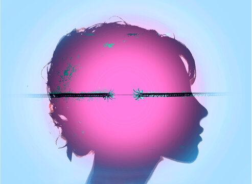 Abstract profile illustration depicting mental stress and anxiety