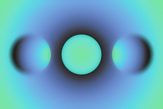 Three abstract gradient circles represent a digital process