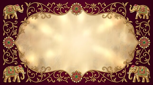 Mysore Dasara festival golden elephant frame with traditional ornament