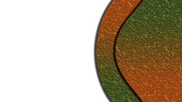 Green and gold textured layered curved overlay isolated on transparent background 8K horizontal design element
