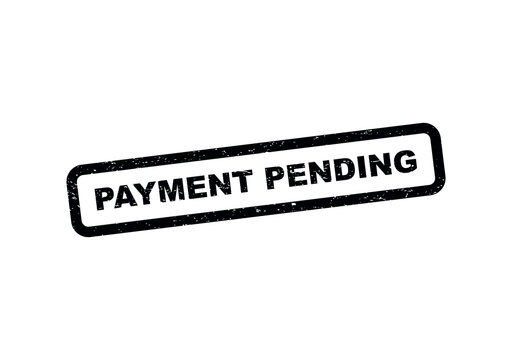 Black rubber stamp with the text payment pending in a rectangular frame design isolated on transparent background