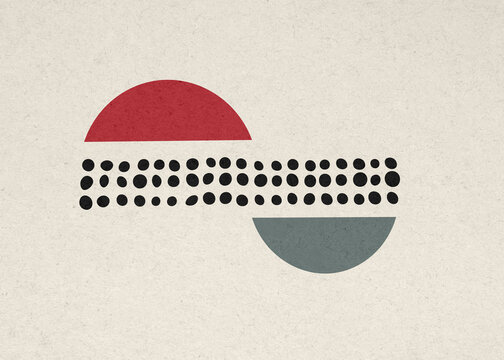 Abstract geometric midcentury illustration with balance and harmony