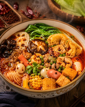 Spicy Chinese Mala Tang Noodle Soup Bowl