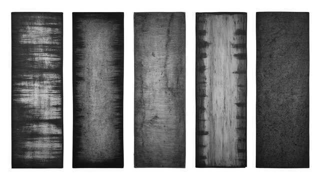 Set of grunge texture overlays. Distressed black and white rectangular design elements.