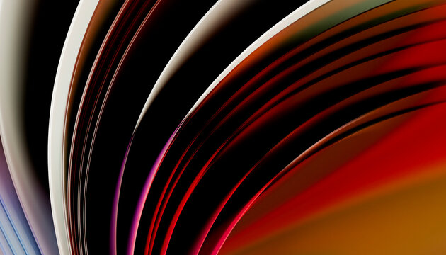 Abstract fluid curve of layered red paper on dark background