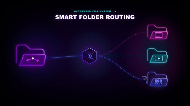 Smart folder routing infographic automatically directs files into organized categories