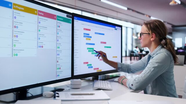 Project Manager Updates Schedule On Computer
