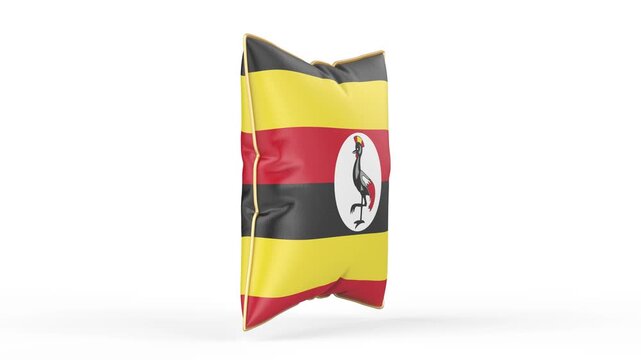 Pillow with the flag of Uganda on white background
