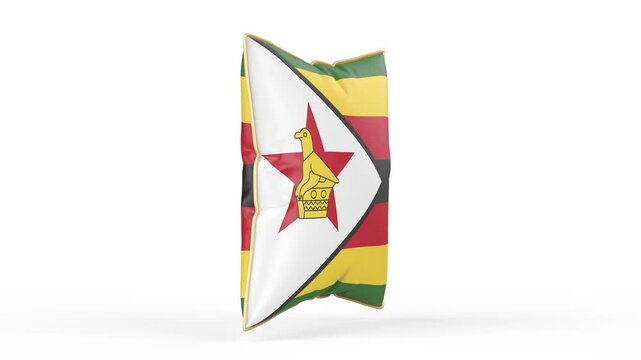 Pillow with the flag of Zimbabwe on white background
