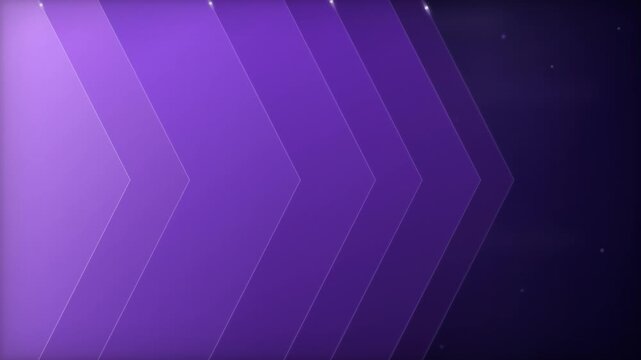 Purple chevron arrows sweep across an abstract particle motion background